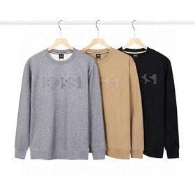 BOSS stretch cotton round neck embossed letter sweatshirt-4469